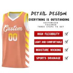 White Light Orange Reversible Basketball Kits - Side Arrow Light Orange Gold Gradient 3