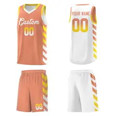 White Light Orange Reversible Basketball Kits - Side Arrow Light Orange Gold Gradient 5