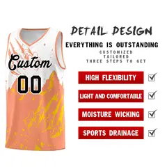 White Light Orange Snow Mountain Beast Pattern Basketball Jersey 2