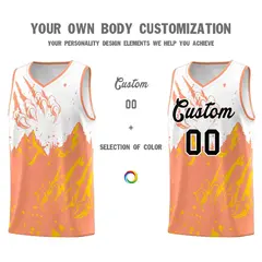 White Light Orange Snow Mountain Beast Pattern Basketball Jersey 3