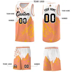 White Light Orange Snow Mountain Beast Pattern Basketball Jersey 5