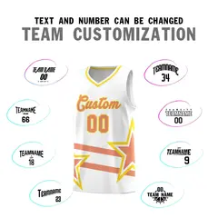 White Light Orange Star Pattern Double Lines Basketball Kits 4