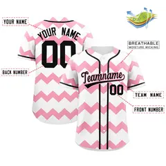 White Light Pink-Black Ripple Design Baseball Jersey 2