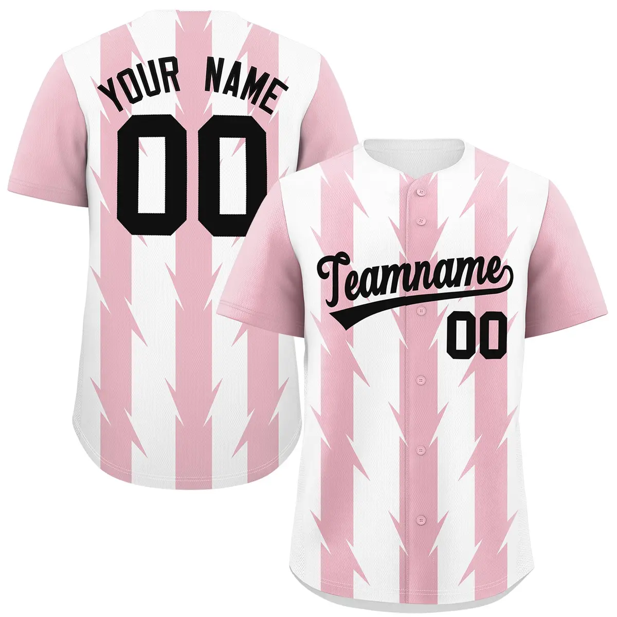 White Light Pink Blade Pattern Raglan Baseball Jersey