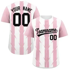 White Light Pink Blade Pattern Raglan Baseball Jersey
