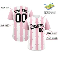 White Light Pink Blade Pattern Raglan Baseball Jersey 2