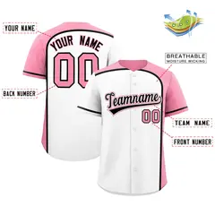 White Light Pink Color Block Authentic Baseball Jersey 2