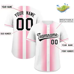 White Light Pink Gradient Lapel Fashion Baseball Jersey 2
