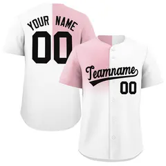 White Light Pink Half Gradient Authentic Baseball Jersey
