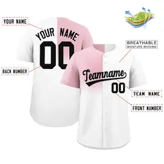 White Light Pink Half Gradient Authentic Baseball Jersey 2