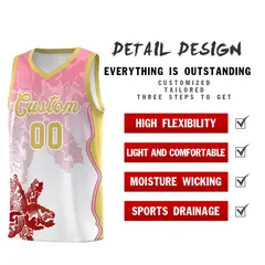 White Light Pink Illusion Flower Gradient Basketball Jersey 2