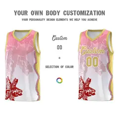 White Light Pink Illusion Flower Gradient Basketball Jersey 3