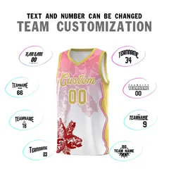 White Light Pink Illusion Flower Gradient Basketball Jersey 4