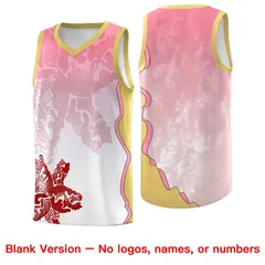 White Light Pink Illusion Flower Gradient Basketball Jersey 7