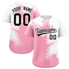 White Light Pink Ink Pattern Authentic Baseball Jersey