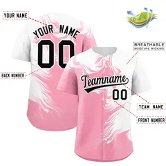 White Light Pink Ink Pattern Authentic Baseball Jersey 2