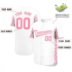 White Light Pink Leopard Graffiti Side Baseball Jersey 2