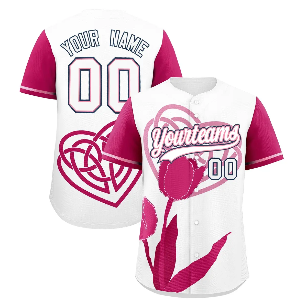 White Light Pink Mother's Day Graffiti Stretch Baseball Jersey