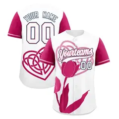 White Light Pink Mother's Day Graffiti Stretch Baseball Jersey 1