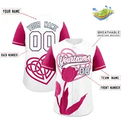 White Light Pink Mother's Day Graffiti Stretch Baseball Jersey 2