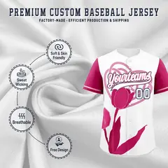 White Light Pink Mother's Day Graffiti Stretch Baseball Jersey 3
