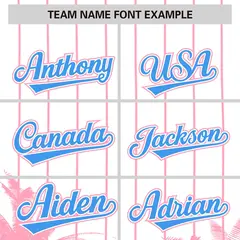 White Light Pink Pinstripe Coconut Tree Baseball Jersey 3