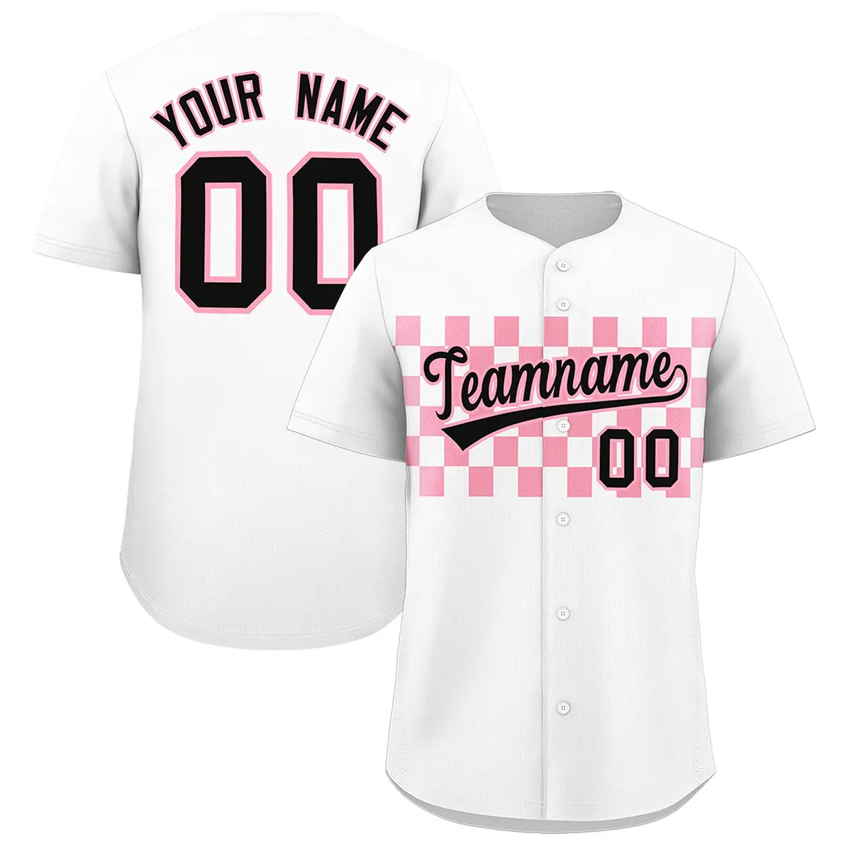 White Light Pink Plaid Fashion Authentic Baseball Jersey
