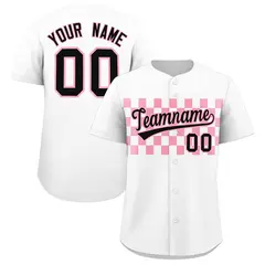 White Light Pink Plaid Fashion Authentic Baseball Jersey