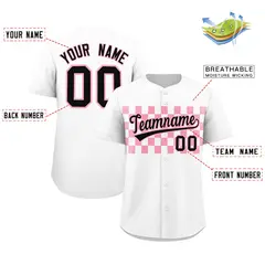 White Light Pink Plaid Fashion Authentic Baseball Jersey 2