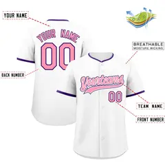 White Light Pink Purple Baseball Jersey 2