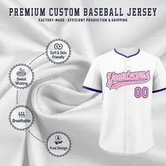 White Light Pink Purple Baseball Jersey 3