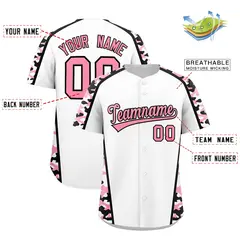 White Light Pink Side Camo Baseball Jersey 2