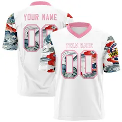 White Light Pink Sleeve Ukiyo-e Auspicious Clouds Graffiti Football Jersey
