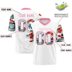 White Light Pink Sleeve Ukiyo-e Auspicious Clouds Graffiti Football Jersey 2