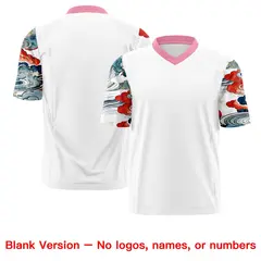 White Light Pink Sleeve Ukiyo-e Auspicious Clouds Graffiti Football Jersey 7