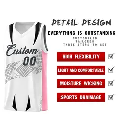 White Light Pink Snake Scale Venomous Fang Graffiti Basketball Jersey 2