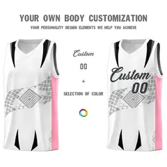 White Light Pink Snake Scale Venomous Fang Graffiti Basketball Jersey 3