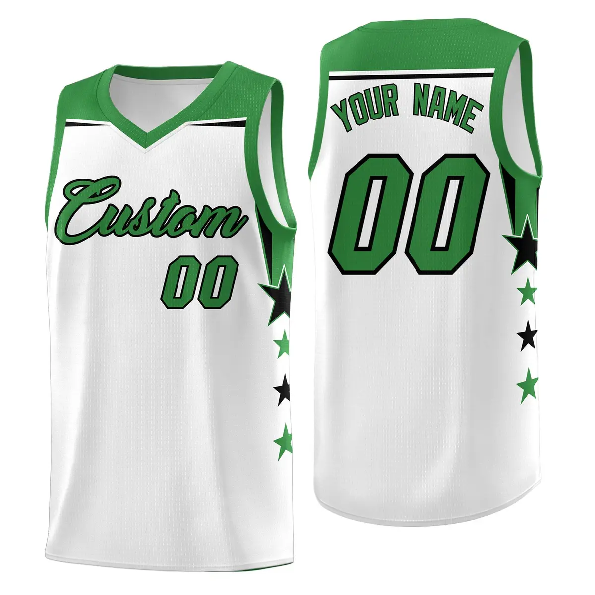White Light Pink Star Color Block Two Tone Side Basketball Jersey