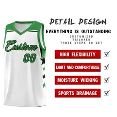 White Light Pink Star Color Block Two Tone Side Basketball Jersey 2