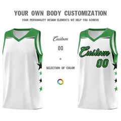 White Light Pink Star Color Block Two Tone Side Basketball Jersey 3