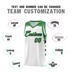 White Light Pink Star Color Block Two Tone Side Basketball Jersey 4