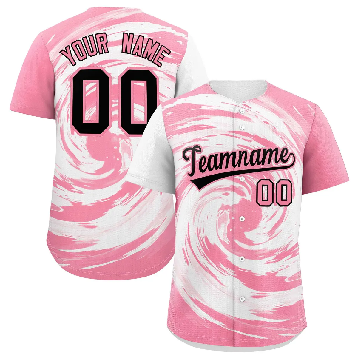 White Light Pink Swirl Graffiti Baseball Jersey
