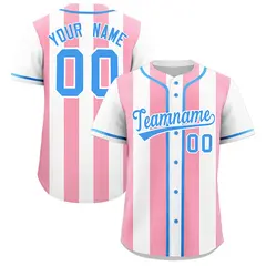 White Light Pink Thick Stripe Authentic Baseball Jersey