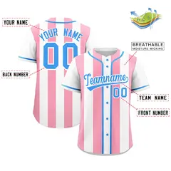 White Light Pink Thick Stripe Authentic Baseball Jersey 2