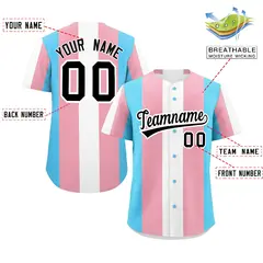 White Light Pink Transgender Pride Color Block Baseball Jersey 2
