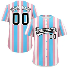 White Light Pink Transgender Pride Color Block Baseball Jersey 1