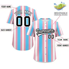 White Light Pink Transgender Pride Color Block Baseball Jersey 2