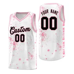 White Light Pink Vice Burst Graffiti Basketball Jersey 1