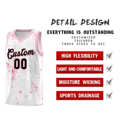 White Light Pink Vice Burst Graffiti Basketball Jersey 2
