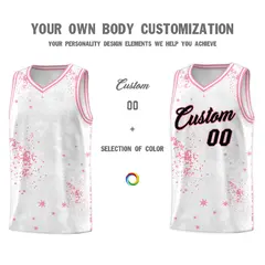 White Light Pink Vice Burst Graffiti Basketball Jersey 3